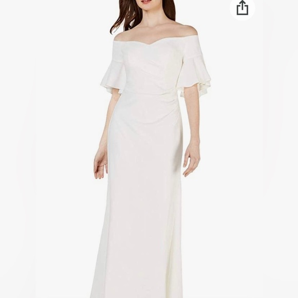 Calvin Klein Sweetheart Off-The-Shoulder Gown In White Size 6 - Picture 1 of 8
